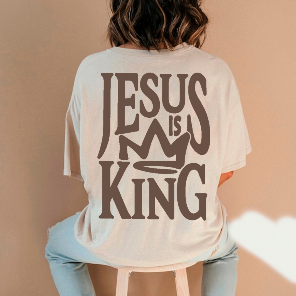 Jesus Is King Blusa De Frio Gospel Camiseta Feminina Oversized Ou