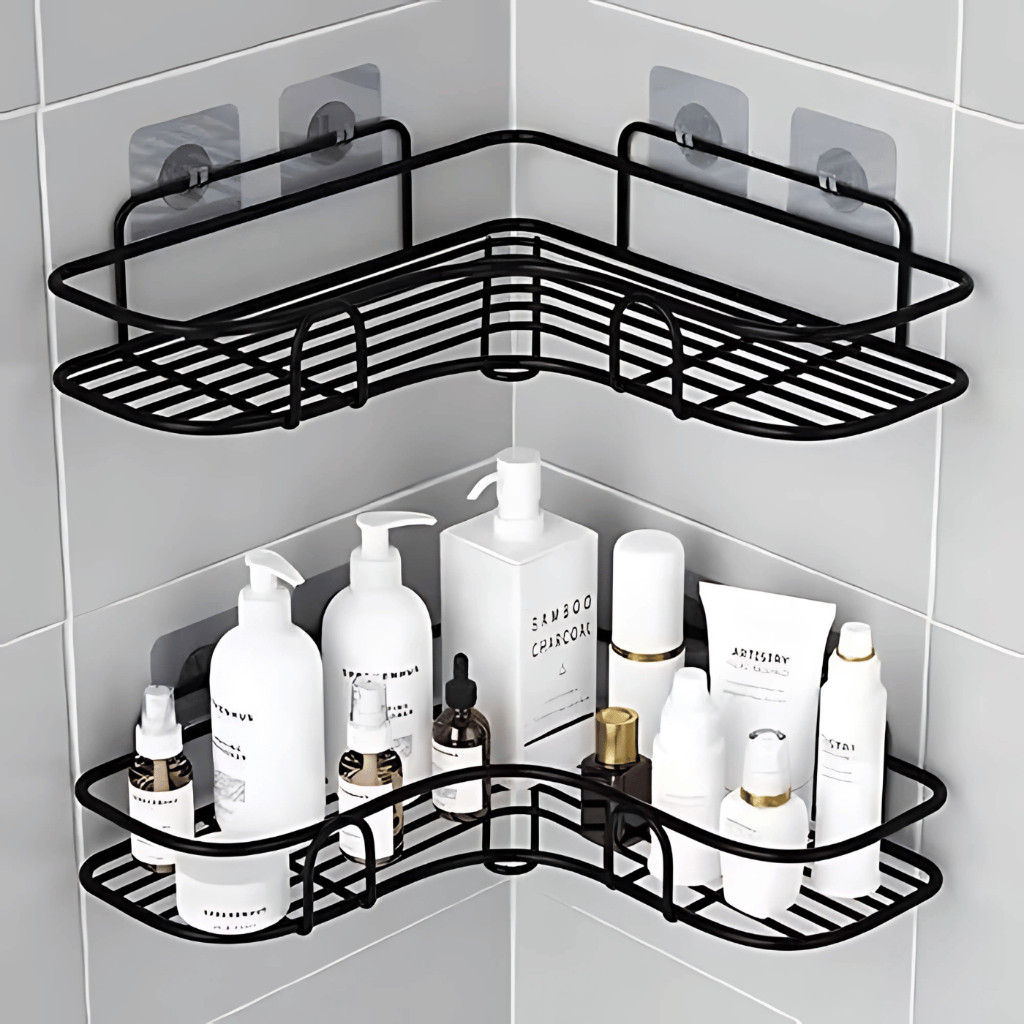 Kit 2 Prateleiras Suporte Com Alto Adesivos Para Parede Banheiro Cozinha lavanderia Shampoo Sabonete