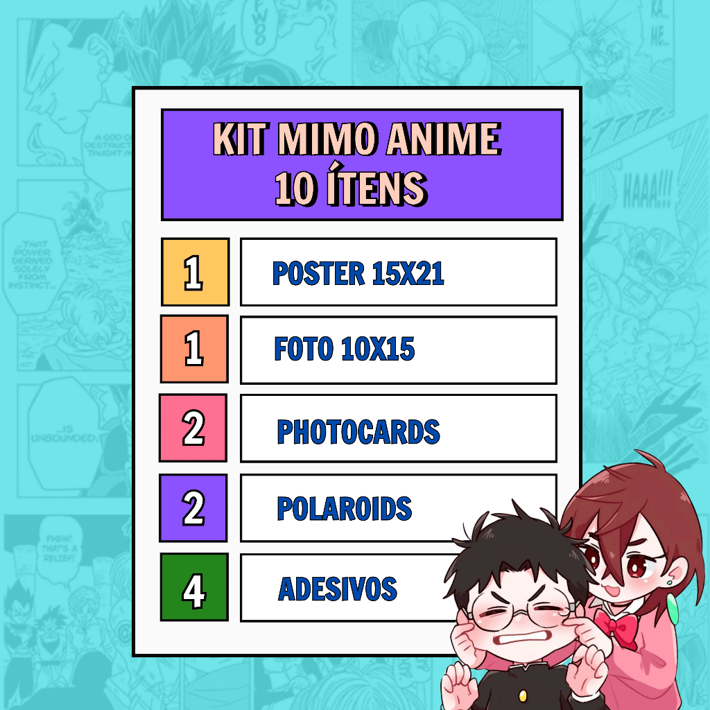 Kit Anime Diversos Papelaria 10 ITENS