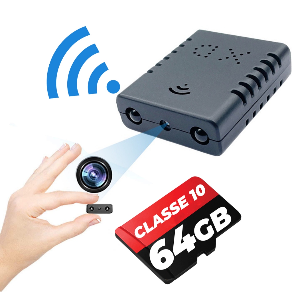 Mini Câmera Escondida Wi-Fi + 64gb memória Acesso ao Vivo XD-2 ...