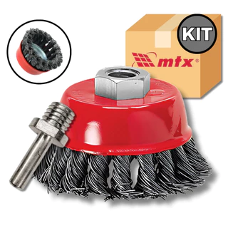 Kit Escova De Aço Rotativa Copo 75mm + Adaptador M14 MTX 746249+762909