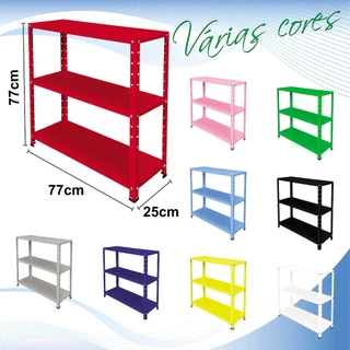 Estante 3 prateleiras de aço reguláveis 25cm multiuso várias cores em Oferta na Shopee