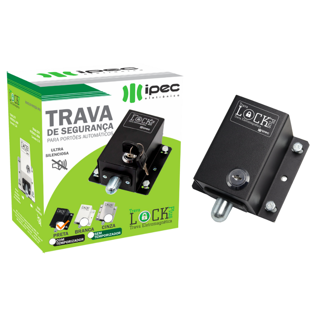 Trava Eletromagnética Portão Motor Basculante E Deslizante Lock Plus com temporizador Ipec Ppa Garen
