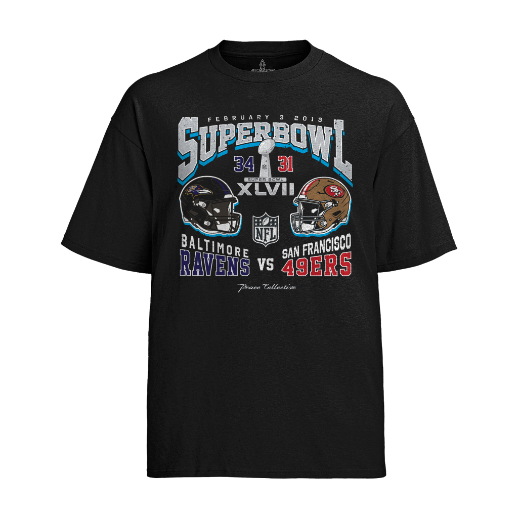 Camiseta Algodão Unissex Tshirt Superbowl Baltimore Ravens vs San Francisco 49ers