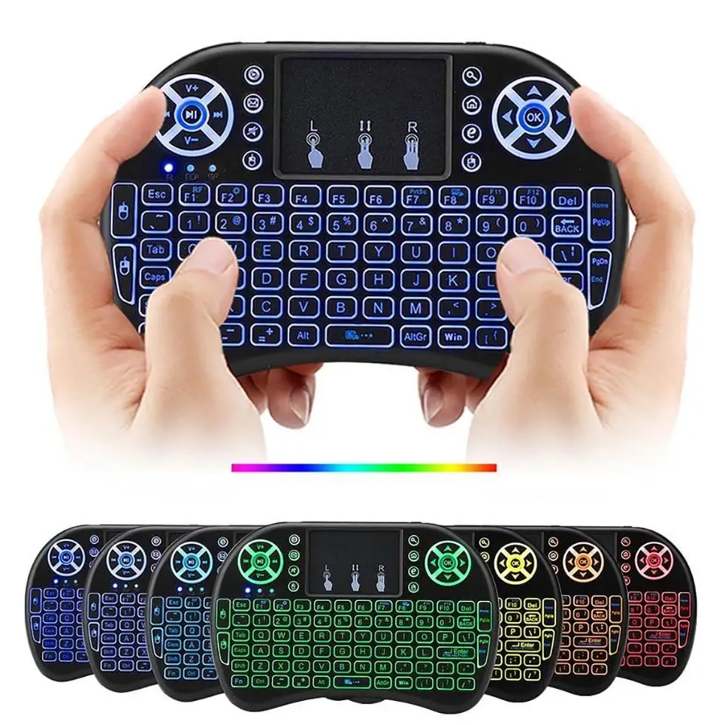 Mini Teclado e Touch Pad Portátil Controle Sem Fio Wireless Iluminado