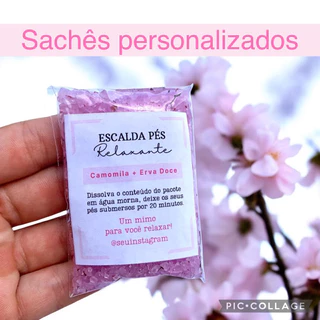20/50 sachês de escalda pés rosa personalizado para lembrancinha para cliente com adesivo mimo dia da mulher em Oferta na Shopee