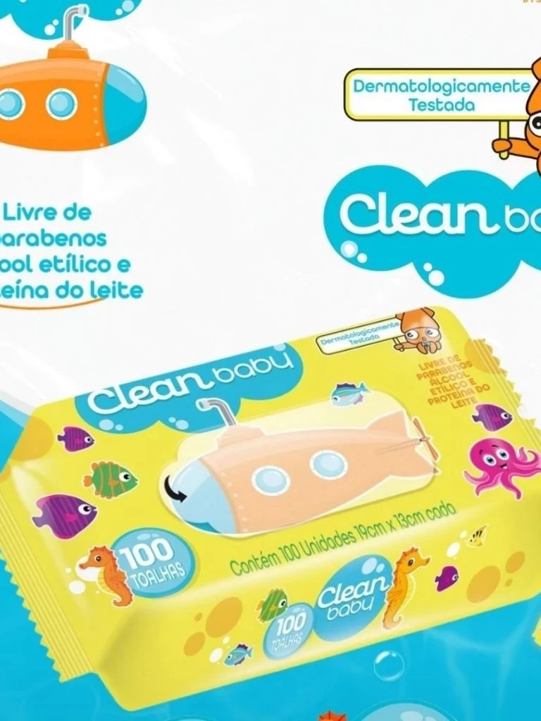 Kit Toalha Umedecida Clean Baby C/100 Cada | Limpeza Suave e Hidratante | Validade 2027