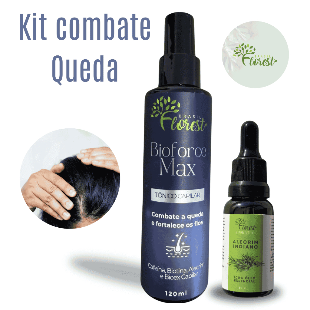 kit Combate Queda com Óleo essencial de Alecrim e Tônico Bioforce Max ...