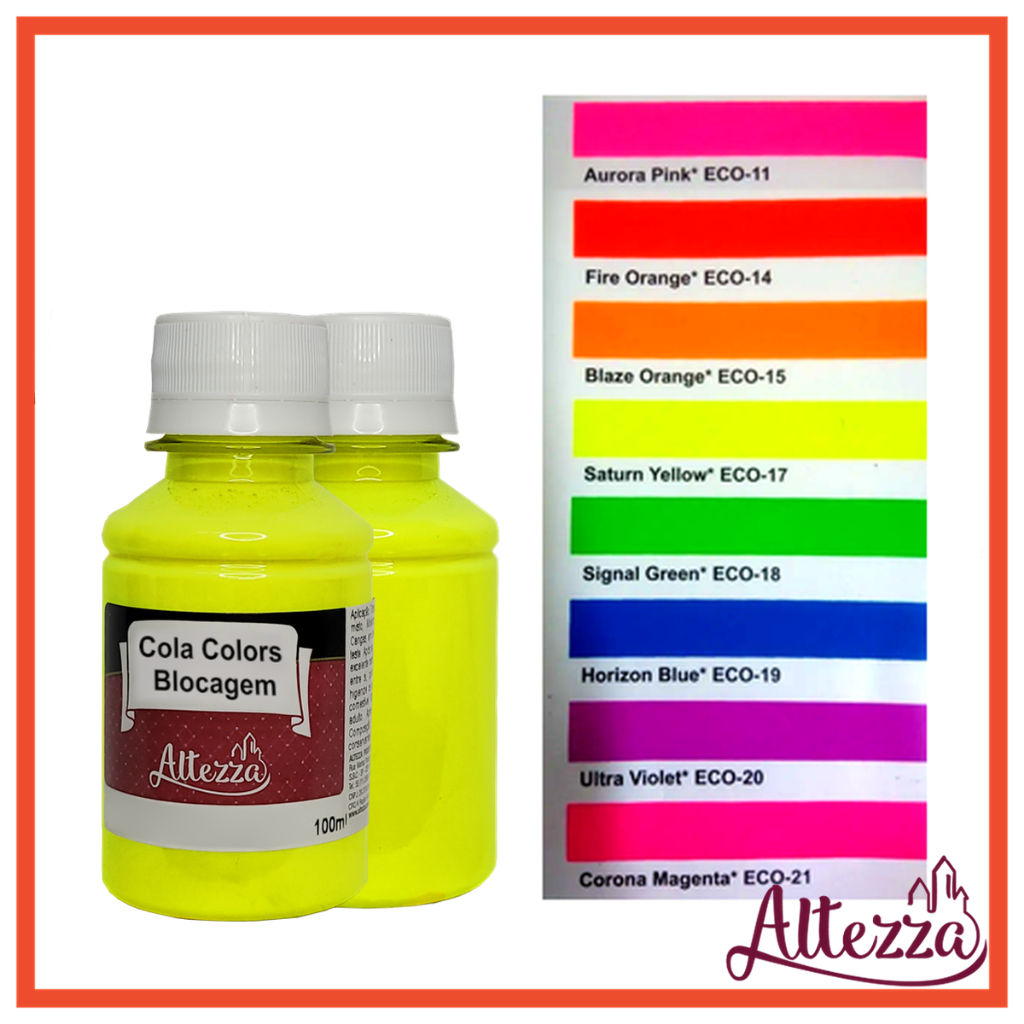 Cola Blocagem Neon/Fluorescente PVA Colorida 100g Cola Premium Para ...