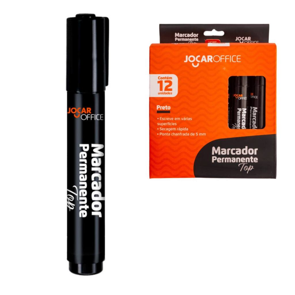 Pincel Marcador Permanente Jocar Office Canetão Preto | Shopee Brasil