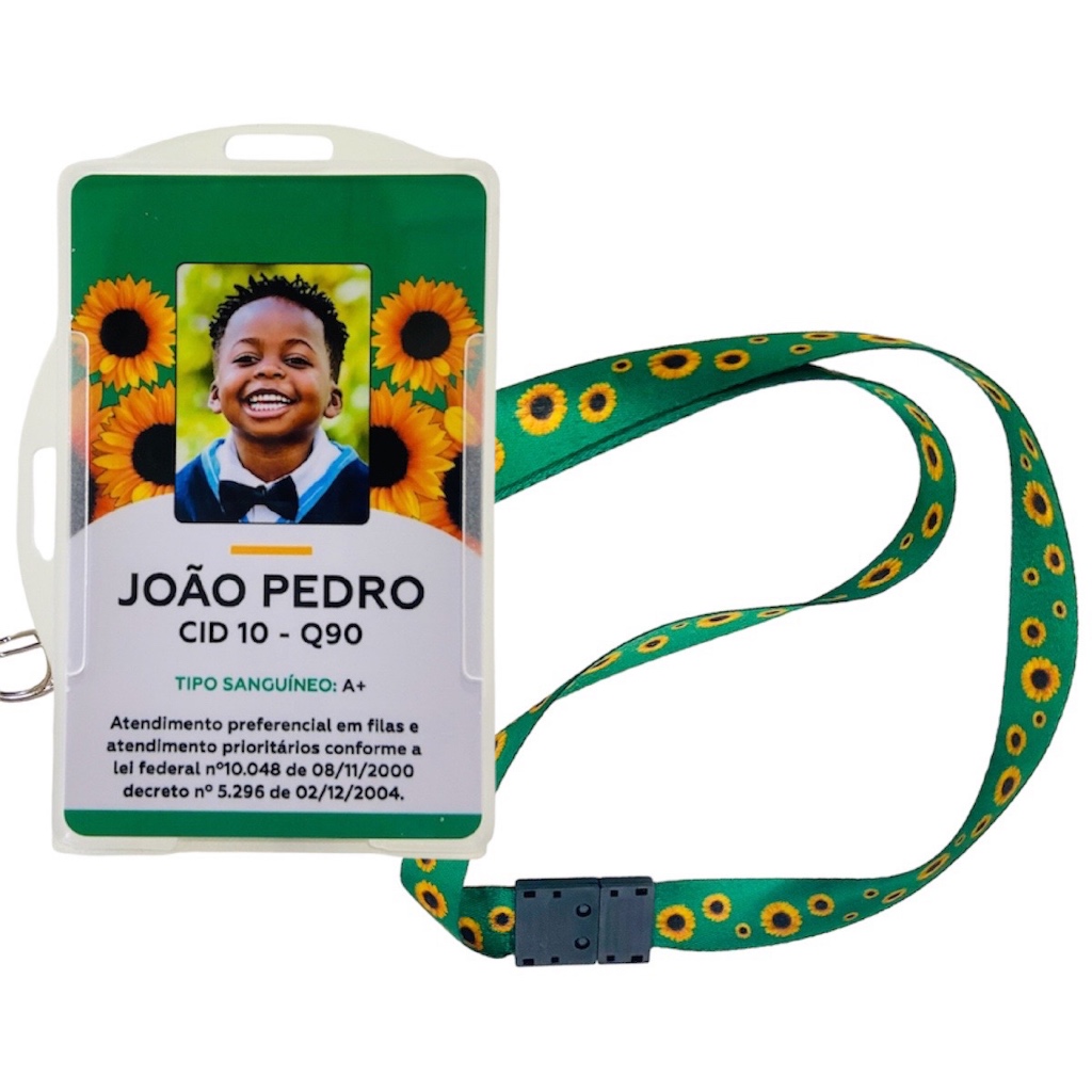 Crachá TDAH Personalizado + Cordão Girassol + Porta Crachá | Deficiências Ocultas
