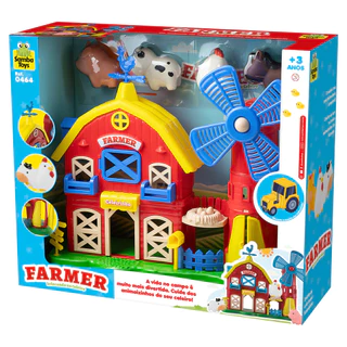 Brinquedo Celeiro Infantil com Animais - Fazenda Educativa Farm Baby Samba Toys