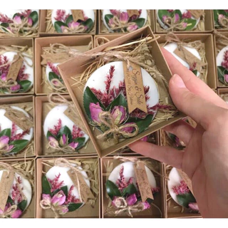 30 Lembrancinhas de Sabonetes Artesanais Personalizados – Caixinhas - Flores - Casamento Aniversário Formatura