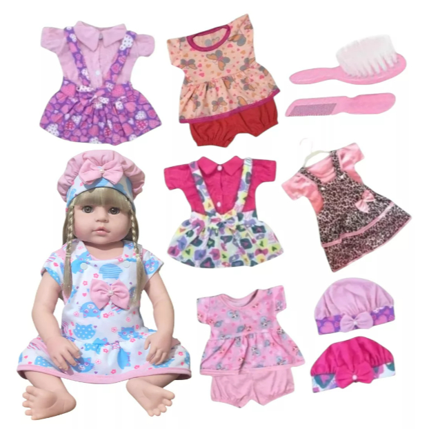 Roupas Bebê Reborn de 48cm Kit 10 Itens Boneca | Shopee Brasil