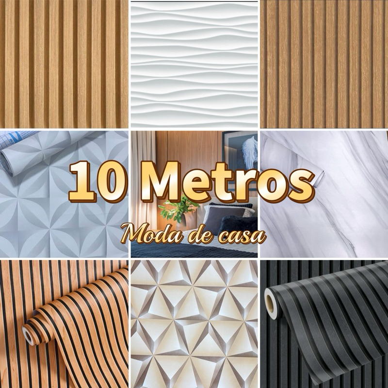 Papel de Parede 3D 10 METROS x 45CM Adesivo Autocolante para Sala ...