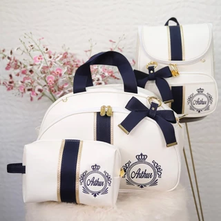 KIT BOLSA MATERNIDADE DE LUXO BORDADO - TEMA: BRASÃO PRINCÍPE (3PEÇAS) PERSONALIZAMOS