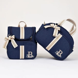 KIT BOLSA MATERNIDADE DE LUXO BORDADO - TEMA: BRASÃO COROA (2 PEÇAS) PERSONALIZAMOS