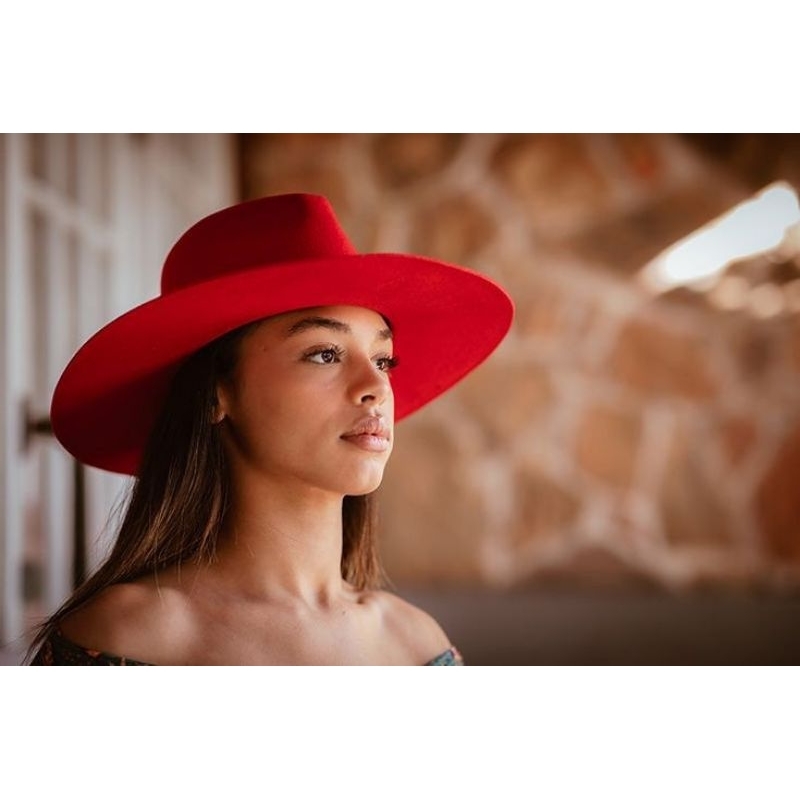 Chapéu Hat Fedora Vermelho Red de Feltro Aba Média Unissex