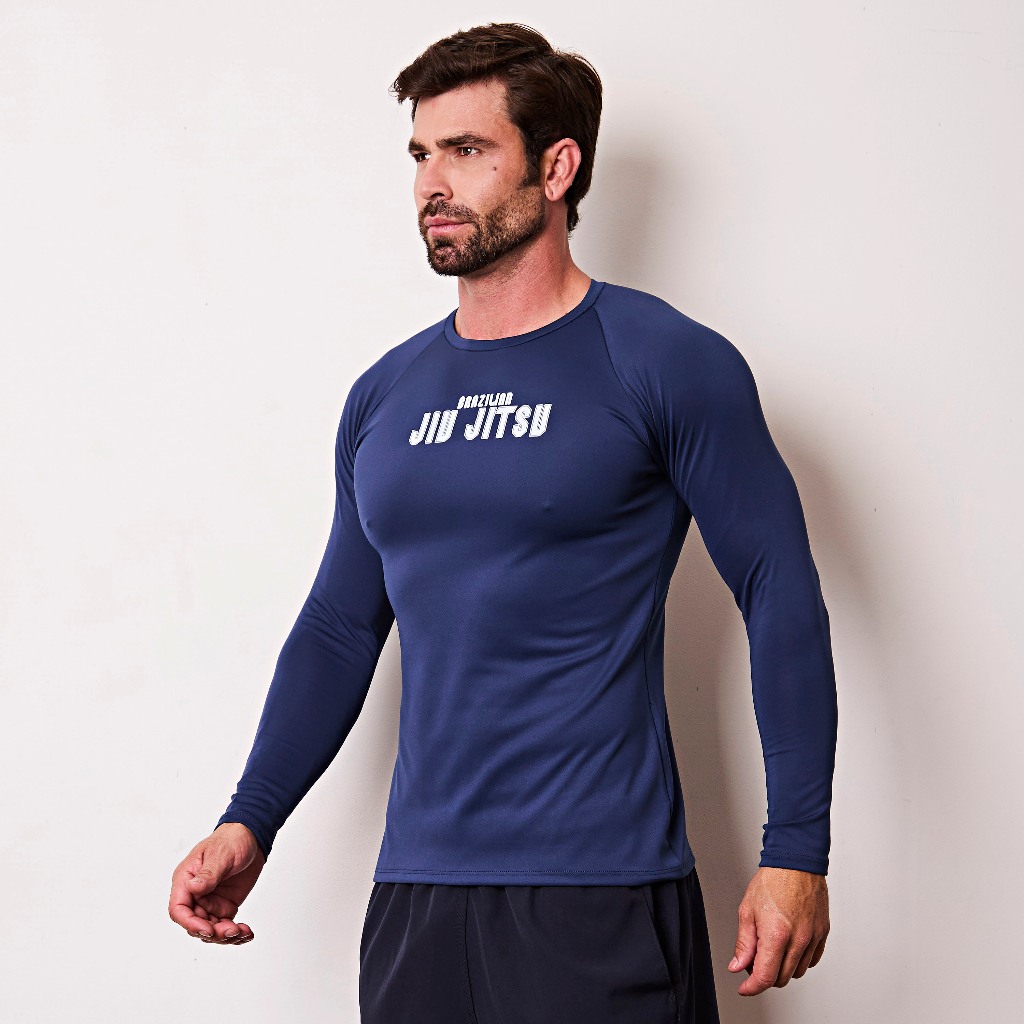 Manga Longa Rash Guard Compressão Jiu jitsu Nogui/Azul Marinho