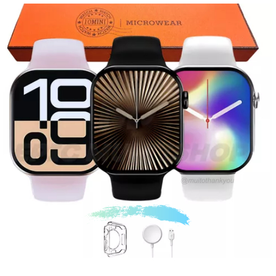 Smartwatch W10 Mini Serie 10 42mm Chat GPT, NFC, AMOLED Lançamento Microwear