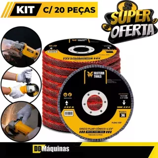 Kit com 20 Discos Para Desbaste aço e madeira Flap Grão 36 Aço Cônico 4.1/2 - Fasterr em Oferta na Shopee