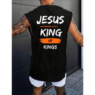 Camiseta Regata Oversized 100% Algodão Masculino Estampado Jesus King