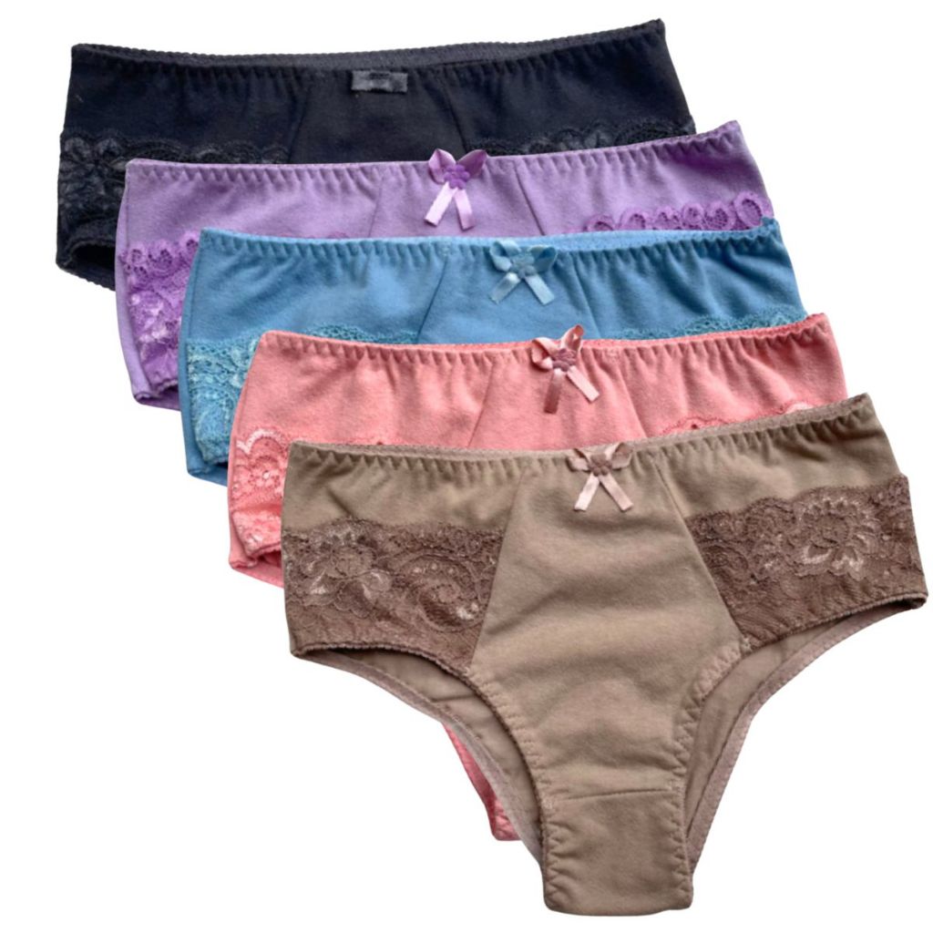 Kit 10 Calcinha Lingerie Feminina Confortável Algodão Conforto Cinta Renda Alta