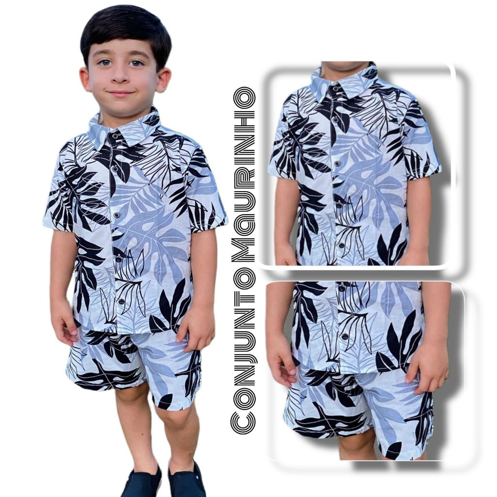 Conjunto Mauricinho Infantil Verão Short Confortável Verão | Shopee Brasil