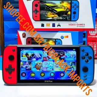 Console Vídeo Game Portátil X16 PLUS + 15 Mil Jogos 7.5 Polegadas (Cartão 8GB com + Jogos de Brinde)