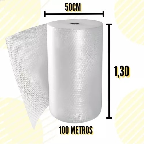Plástico Bolha 1,30 x 100 Metros Para Mudança Embalagem Ecommerce Rolo Grande Saco Bobina