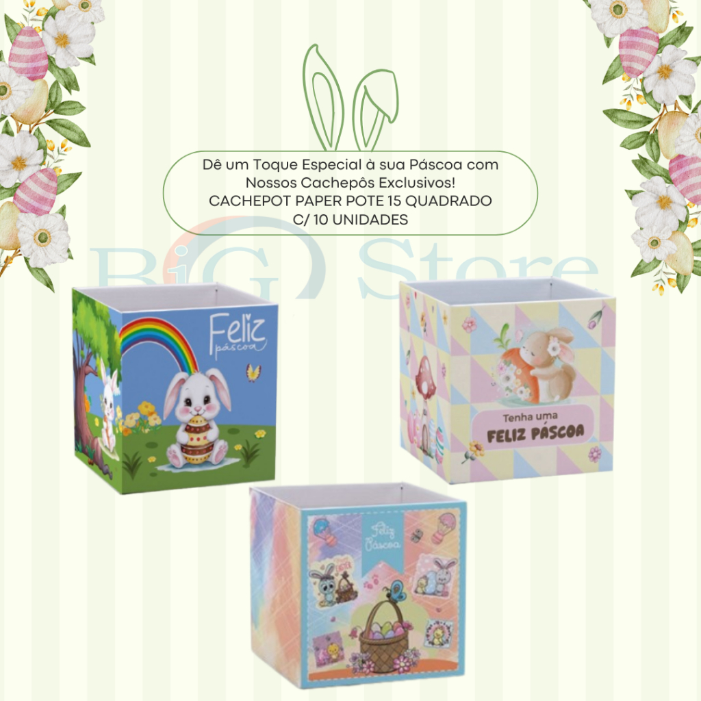 CACHEPOT PAPER POTE 15 QUADRADO - PACOTE C/ 10 UNIDADES ( 15x15x15cm ...