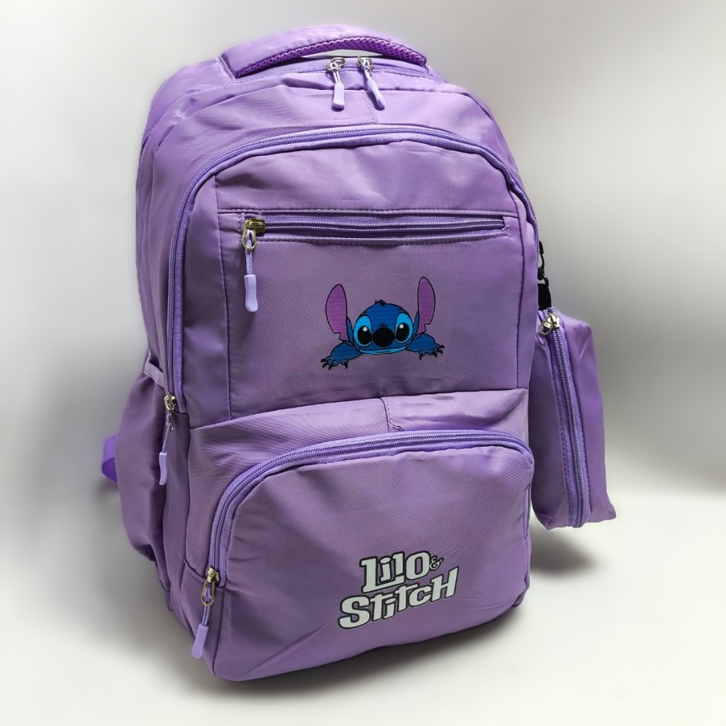 Mochila com estojo Stitch grande Nylon escolar faculdade femenino ...