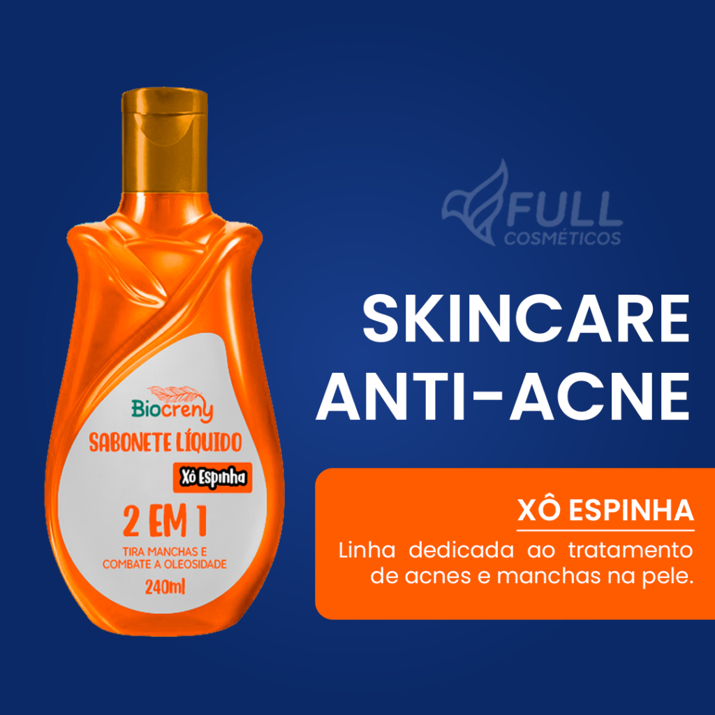 Sabonete Líquido Facial Antiacne Xô Espinha Biocreny 2 em 1 Combate ...