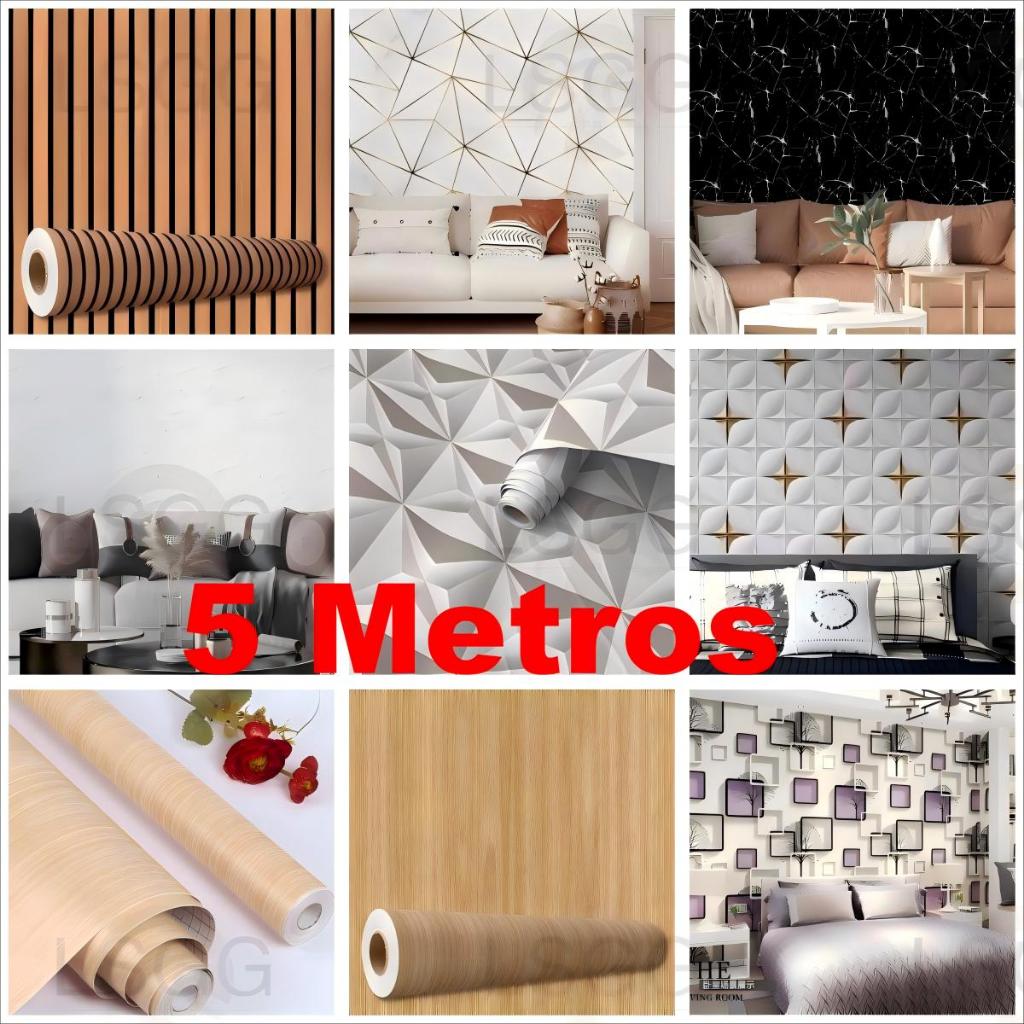 Papel de Parede Madeira 3D 5 METROS X 45CM Auto Adesivo Colante