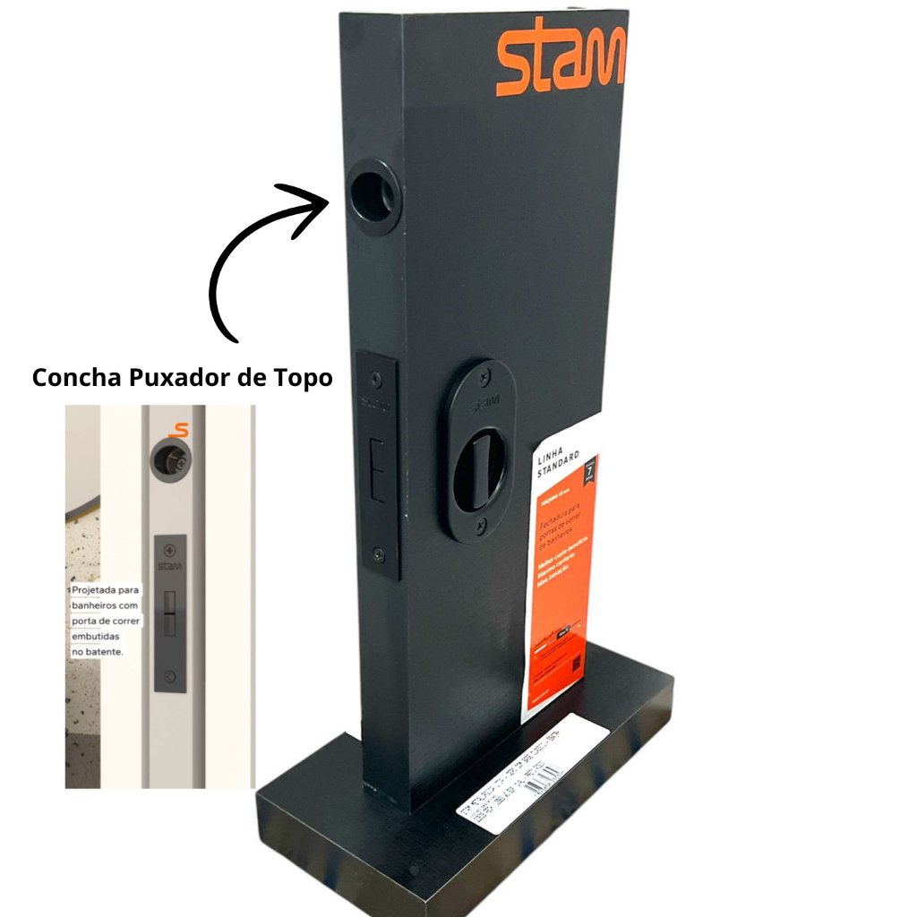 Fechadura Porta Correr Embutida Banheiro C/ Concha De Topo | Shopee Brasil