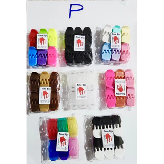 Pacote com 12 Piranhas tridente prendedor de cabelo cores preta, transparente e colorida