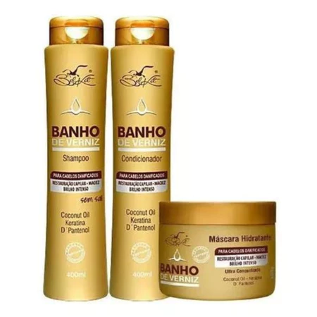 Kit Tratamento Capilar Banho de Verniz Belkit (Shampoo, Condicionador, Máscara e Creme de Pentear) Kit Tratamento Capilar Banho de Verniz Belkit (Shampoo, Condicionador, Máscara e Creme de Pentear)