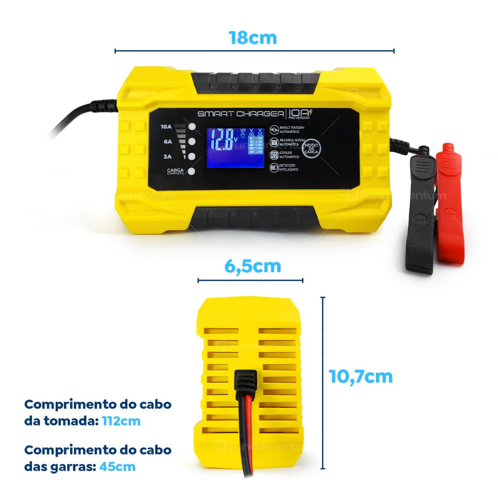 Carregador de Bateria Automotivo Smart Charger 10 A Pro Digital