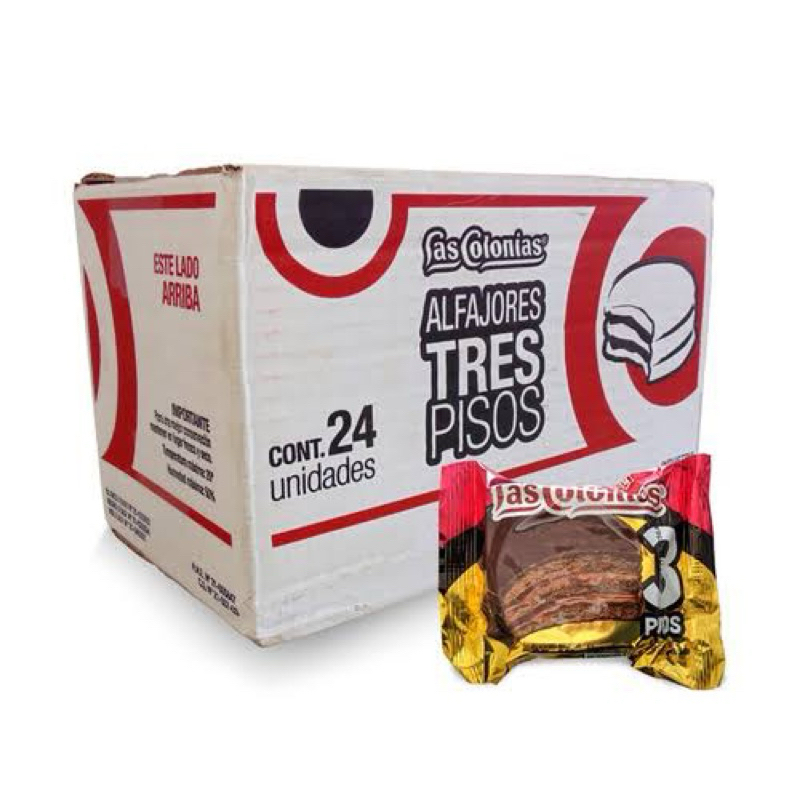 Caixa Alfajor Las Colonias com 24 unidades Cobertura Chocolate Preto