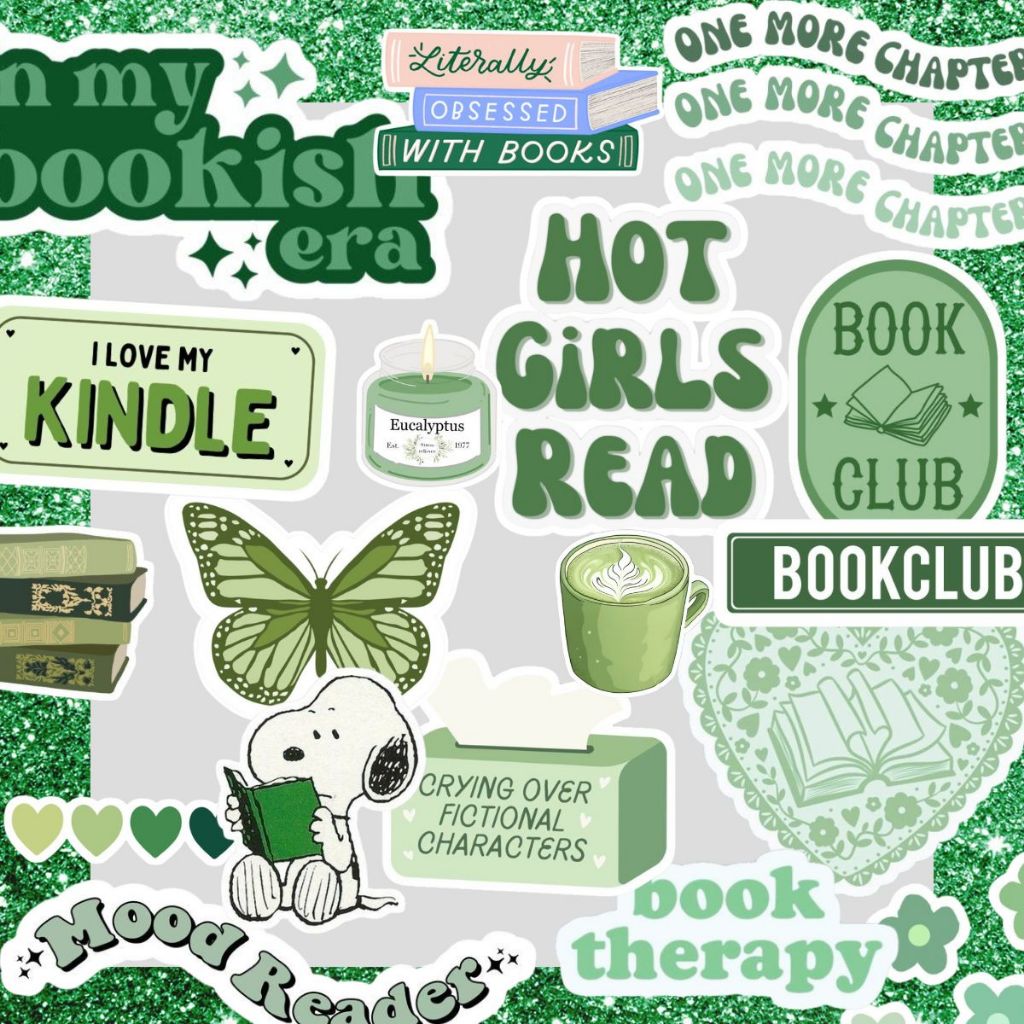 Conjunto 40 Adesivos Kindle Green Para Colagem e Decoração A prova d'água