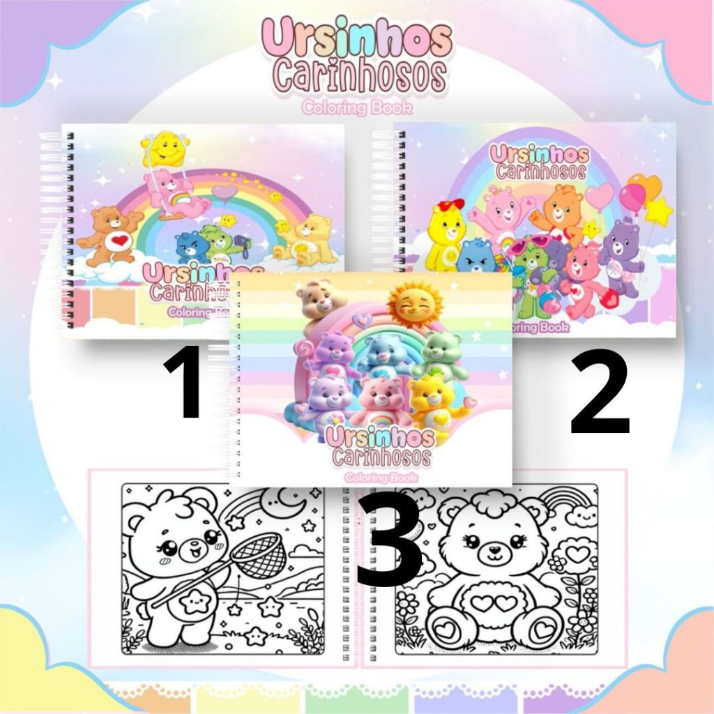LIVRO DE COLORIR URSINHOS CARINHOSOS 16X22 COM 50 DESENHOS E FOLHA DE ...