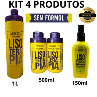 Progressiva Lisoterapia 1L Sem Formol Shampoo Condicionador Tônico Capilar Hidralise