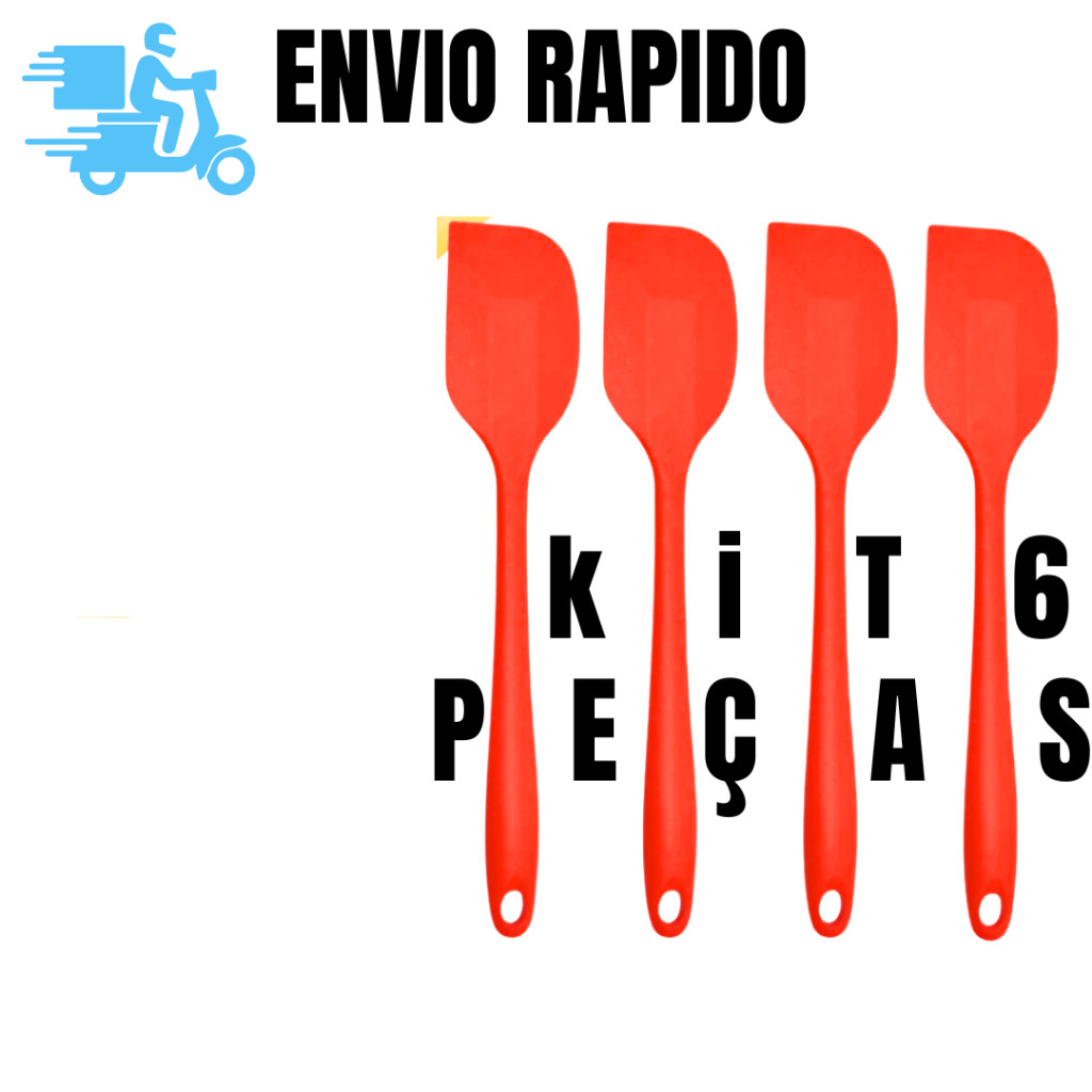 KIT 6 Kit 3 Espátula RETA de Silicone Pão Duro Maciço reforçada 27x5 cm ...