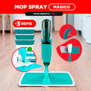 Rodo Spray Magico Esfregão Spray Mop Rodo Limpa Fácil Borrifador Reservatório Promoção + 3 REFIL