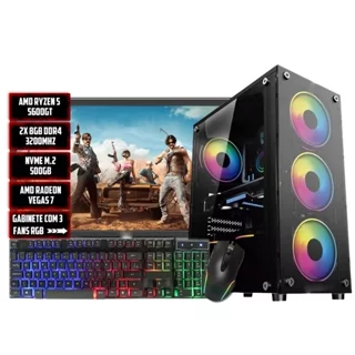 PC Líder Gamer AMD Ryzen 5 5600GT, 16GB DDR4, Nvme 500GB, Monitor 21,5 100HZ, Teclado e Mouse Gamer