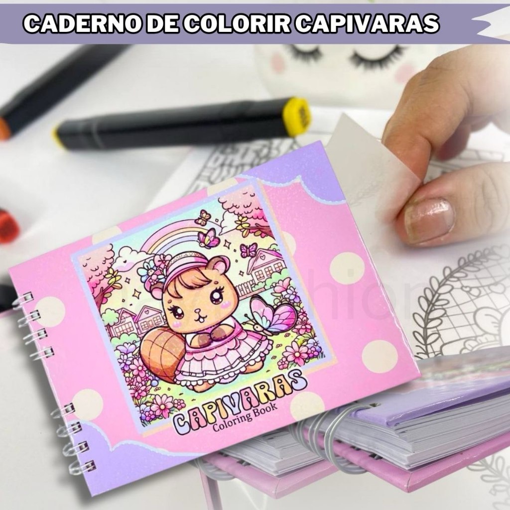 caderno de desenho capivaras capa dura livro de pintar infantil fofo 51 ...