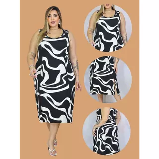 Vestido Feminino Regata Midi Fendas Frontais Plus Size Estiloso