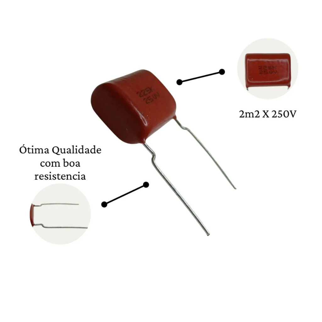 Kit 4 Capacitor Corneta 22x250 + 2 Capacitor 2m2x250 Tweeter