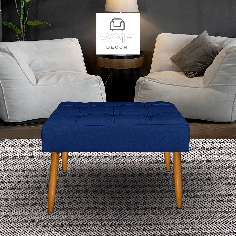 Puff Madri cor Azul Marinho, pés palito, sala, escritório, quarto ...