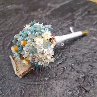 Kit 8 Lapelas Natural+Azul Claro com Palha Para Noivos e Padrinhos + Alfinete Grátis Casamento